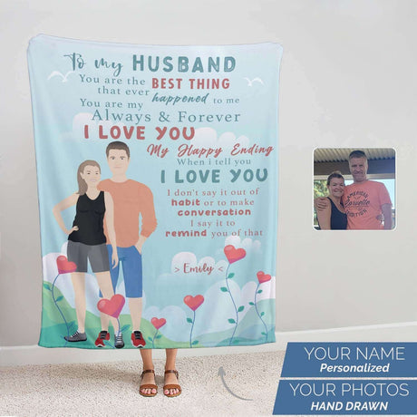 Personalized Photo Blanket for Husband