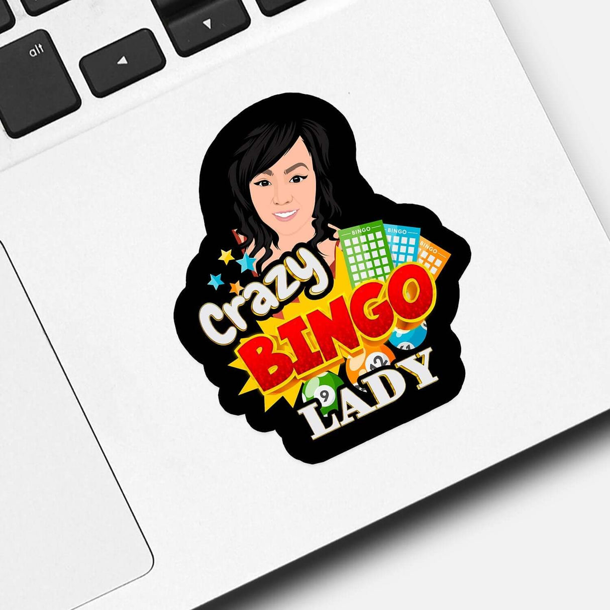 Personalized Crazy Bingo Lady Stickers