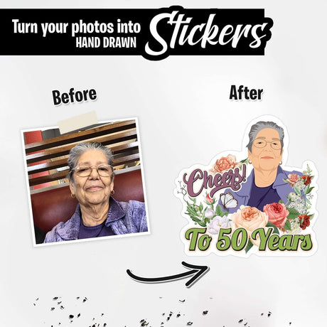Cheers to 50 Years Sticker Personalized