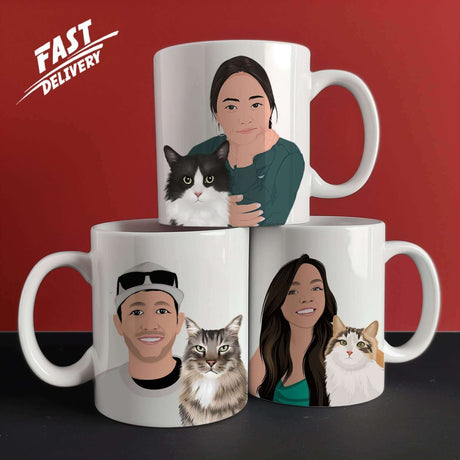 Custom Multiple Photo Cat & Owner Mug