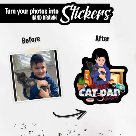 Personalized Best Dad Cat Stickers