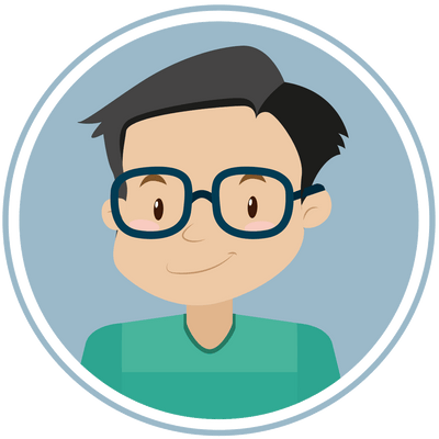 A cartoon image of a man with glasses.