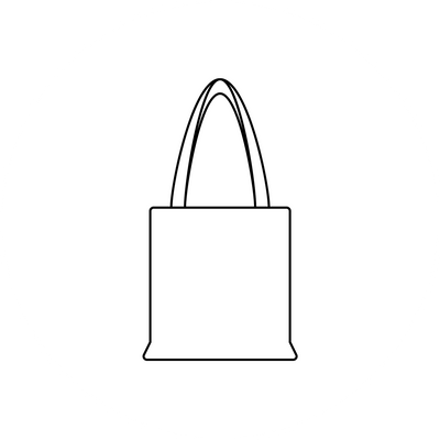 A tote bag icon in a circle on a white background.