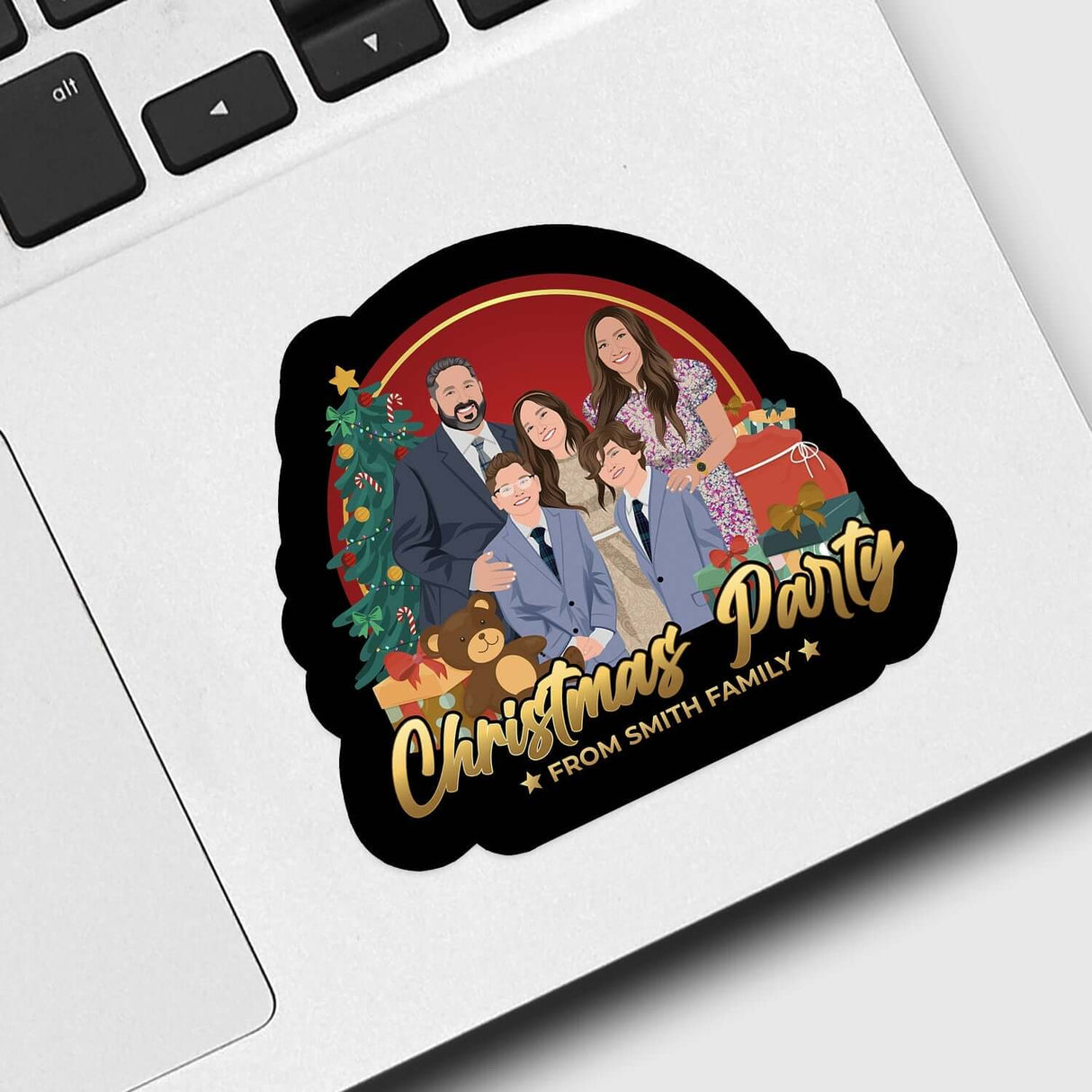 Family Christmas Party Sticker Personalized