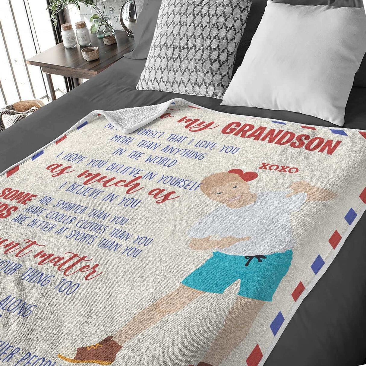 To My Grandson Letter Blanket Personalized