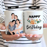 Happy Birthday Mug Design with Photo Drawing