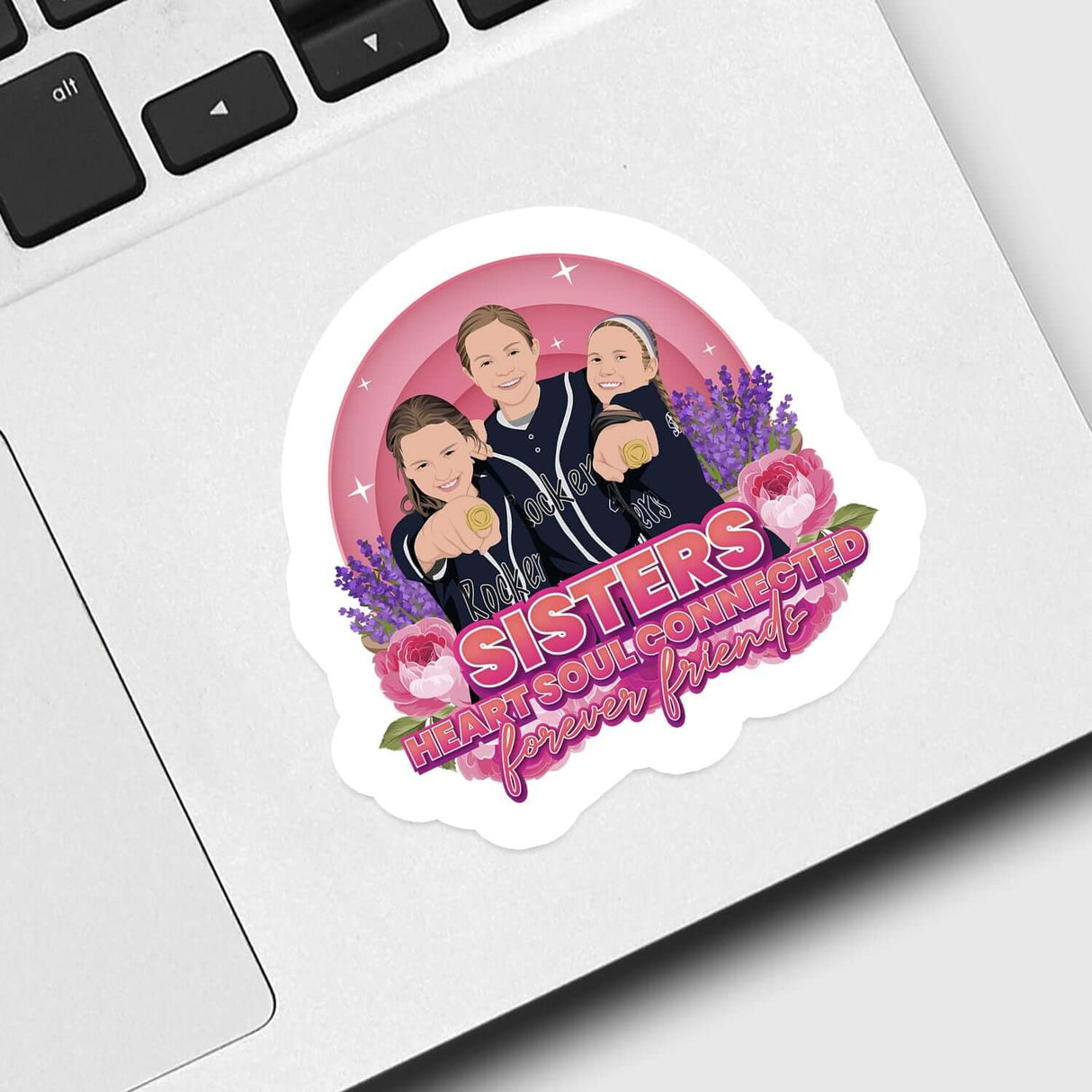 Sister Heart Soul Connects Friends Forever Sticker Personalized