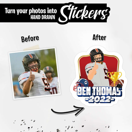 Football Sports Portrait Sticker Personalized