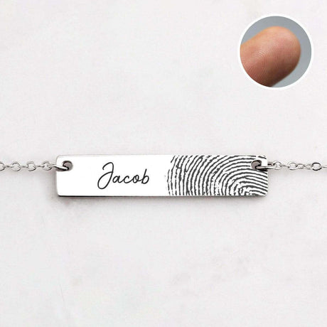 Fingerprint Bar Necklace with Custom Engraving
