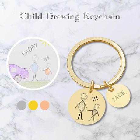 Personalized Child's Drawing Stainless Steel Keychain