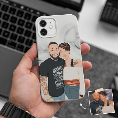Personalized Marble Print Couples Phone Case
