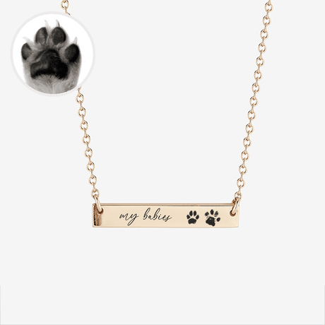 Personalized Pet Paw Print Bar Necklace
