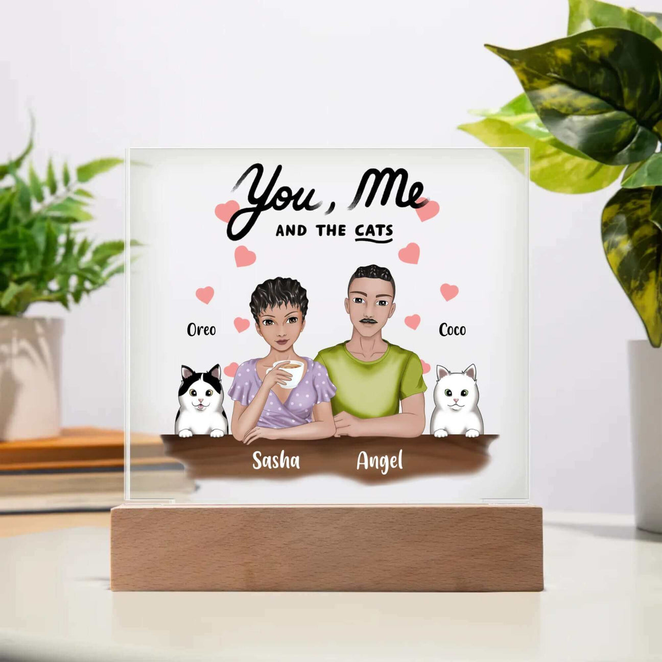 You, Me and The Cats Acrylic Square Plaque