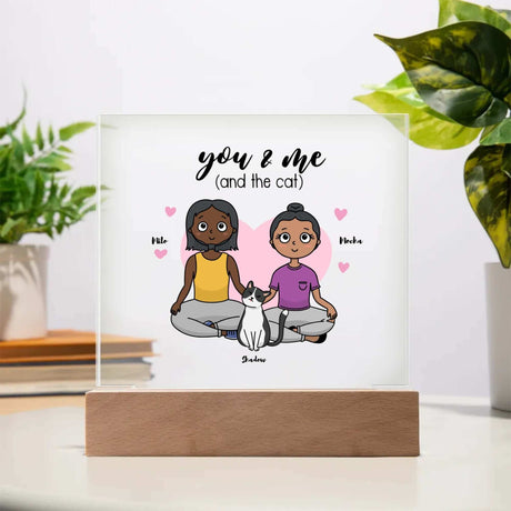 You & Me (and the cat) Acrylic Square Plaque