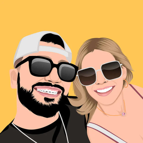 Hand-Drawn Custom Couple Portrait by Professional Artists
