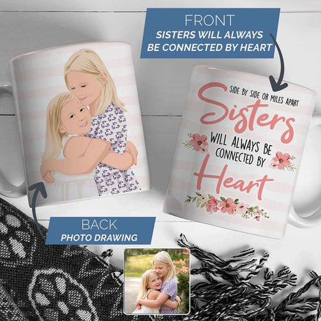 Personalized Sisters by Heart Mug
