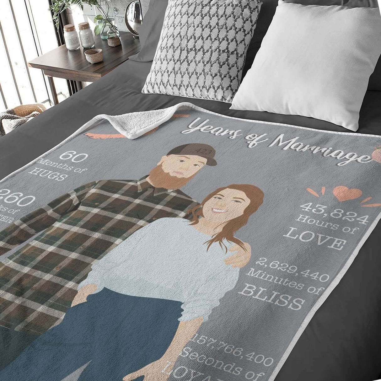 5 Years of Marriage Anniversary Blanket Personalized