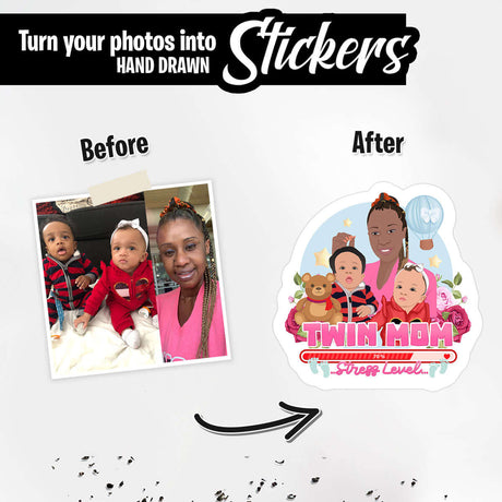 Twin Mom Stress Level Sticker Personalized