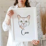 Continuous Cat Line Art Portrait