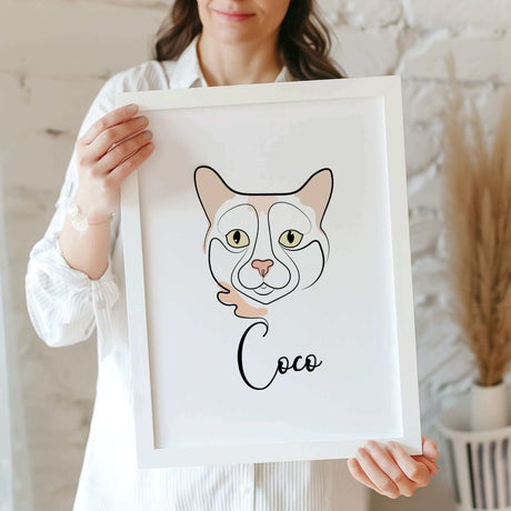 Continuous Cat Line Art Portrait
