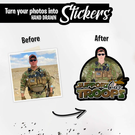 Support Our Military Troops Sticker Personalized