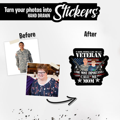 Personalized Veteran Mom Stickers