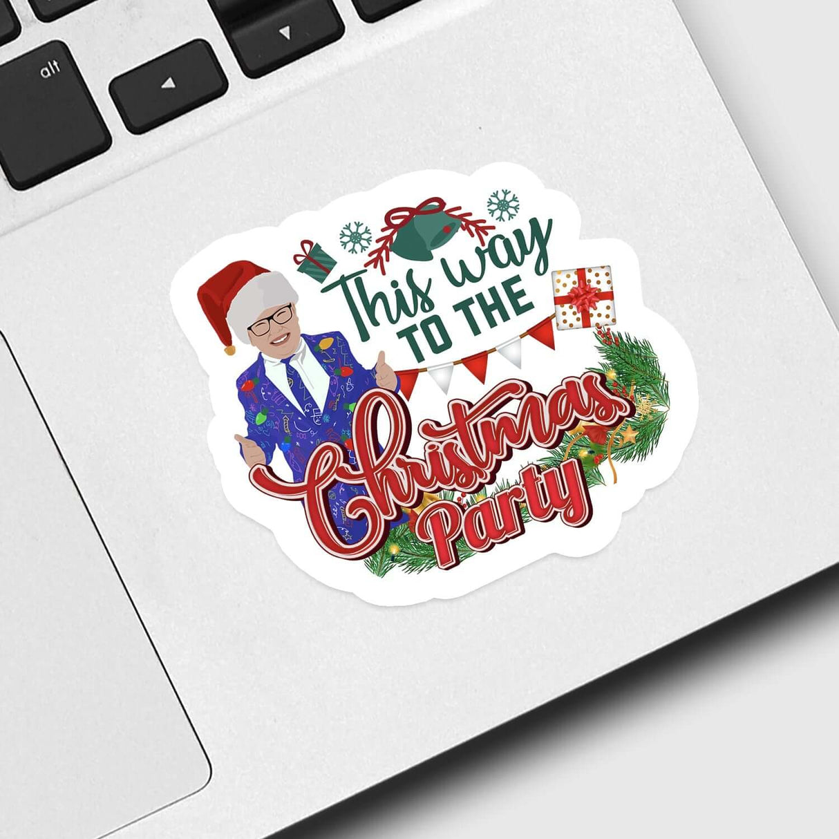This Way to The Christmas Party Sticker Personalized