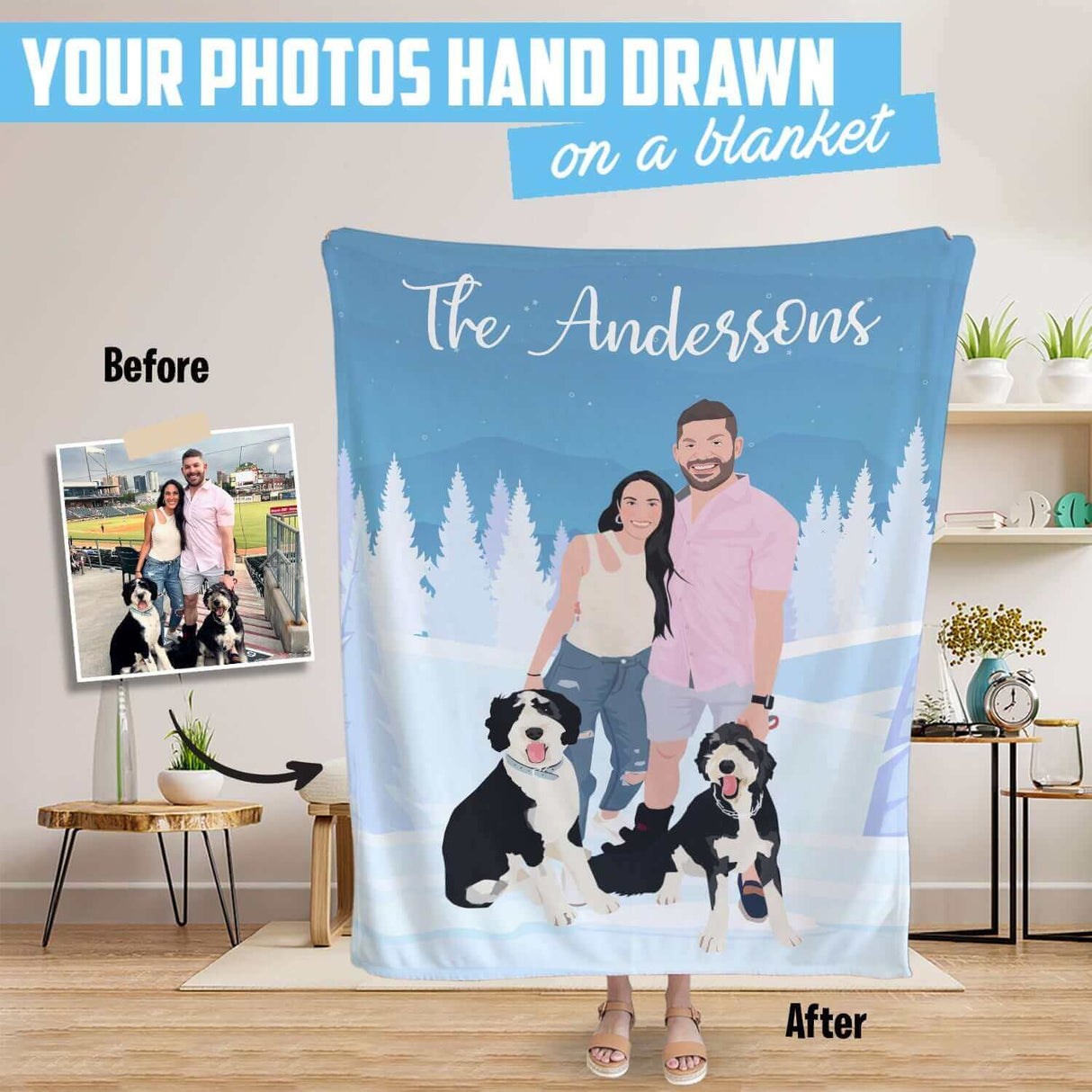 Personalized Family Christmas Blanket with Names