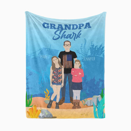 Grandpa Shark Blanket Personalized