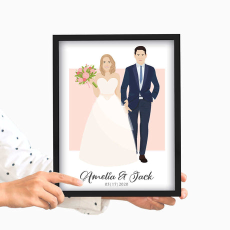 Personalized Wedding Couple Illustration Portrait