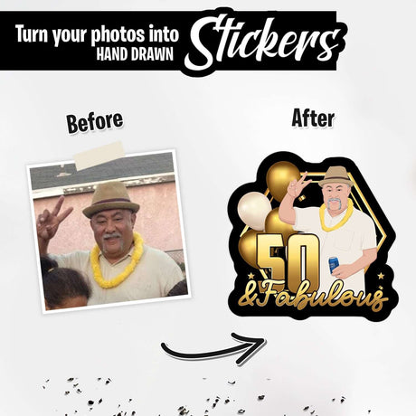 50 and Fabulous Sticker Personalized
