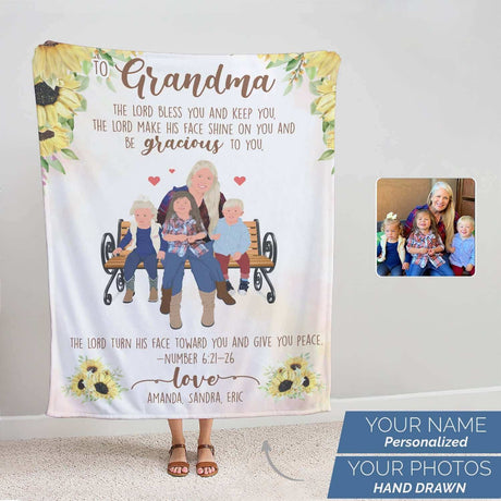 To Grandma From Grandkids Blanket Personalized