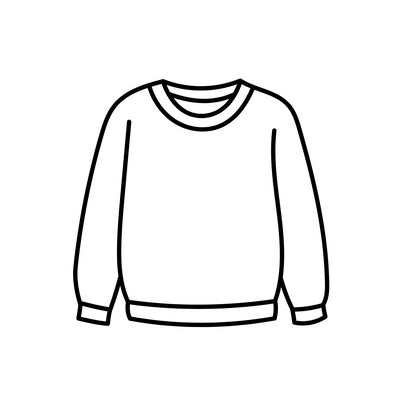 A sweater icon in a circle on a white background.