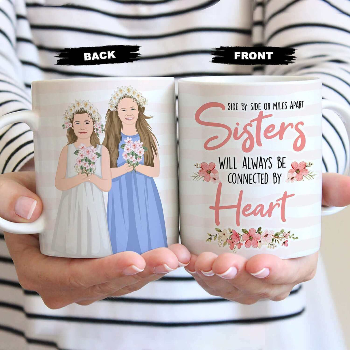 Personalized Sisters by Heart Mug