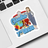School Grade & Name Sticker Personalized