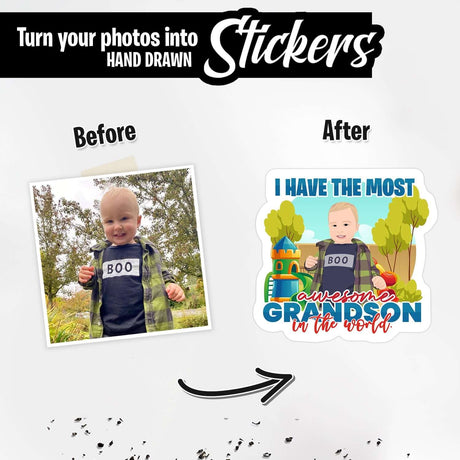 Most Awesome Grandson Sticker Personalized