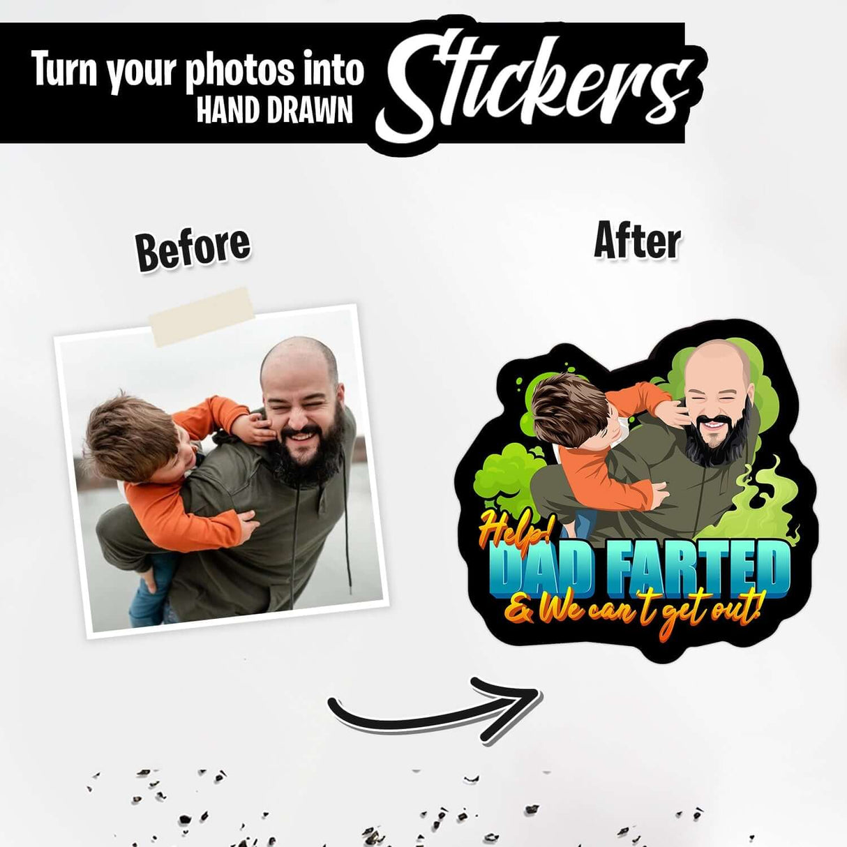 Help Dad Farted and We Can’t Get out Sticker Personalized