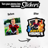 Name & Number Sports Picture Sticker Personalized