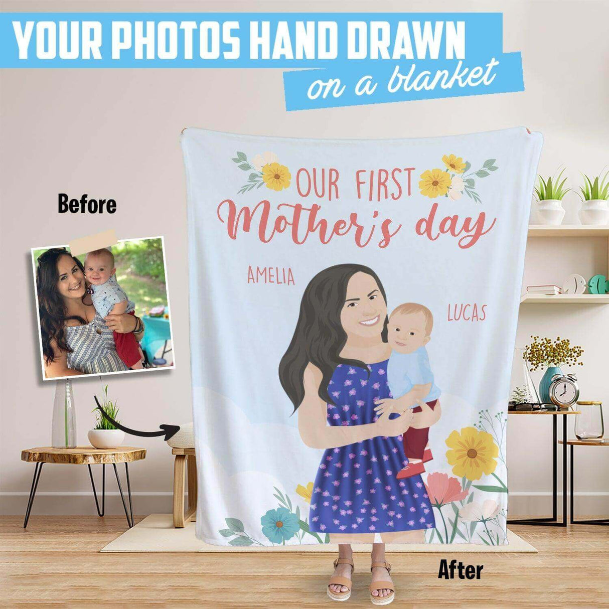 Personalized First Mother's Day Photo Blanket