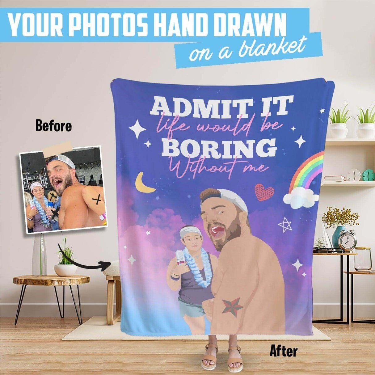 Personalized Funny Couple Blanket